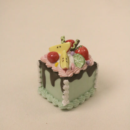 Handmade Ceramic Cake Topper Square Fruit Apple Cream Chocolate Sauce Dessert Decor