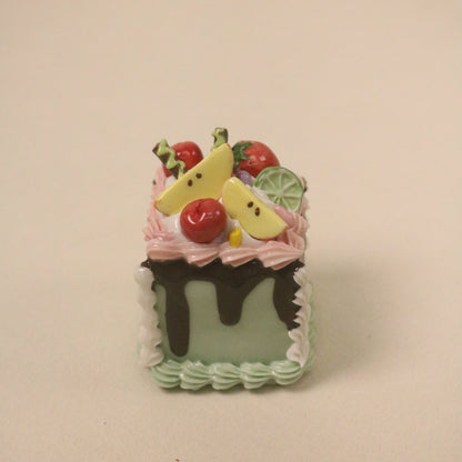 Handmade Ceramic Cake Topper Square Fruit Apple Cream Chocolate Sauce Dessert Decor