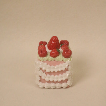 Handmade Ceramic Cake Fruit Topper, Square Strawberry Cherry Cream Dessert Decor