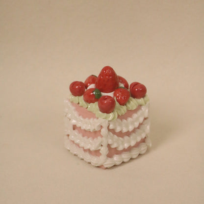 Handmade Ceramic Cake Fruit Topper, Square Strawberry Cherry Cream Dessert Decor