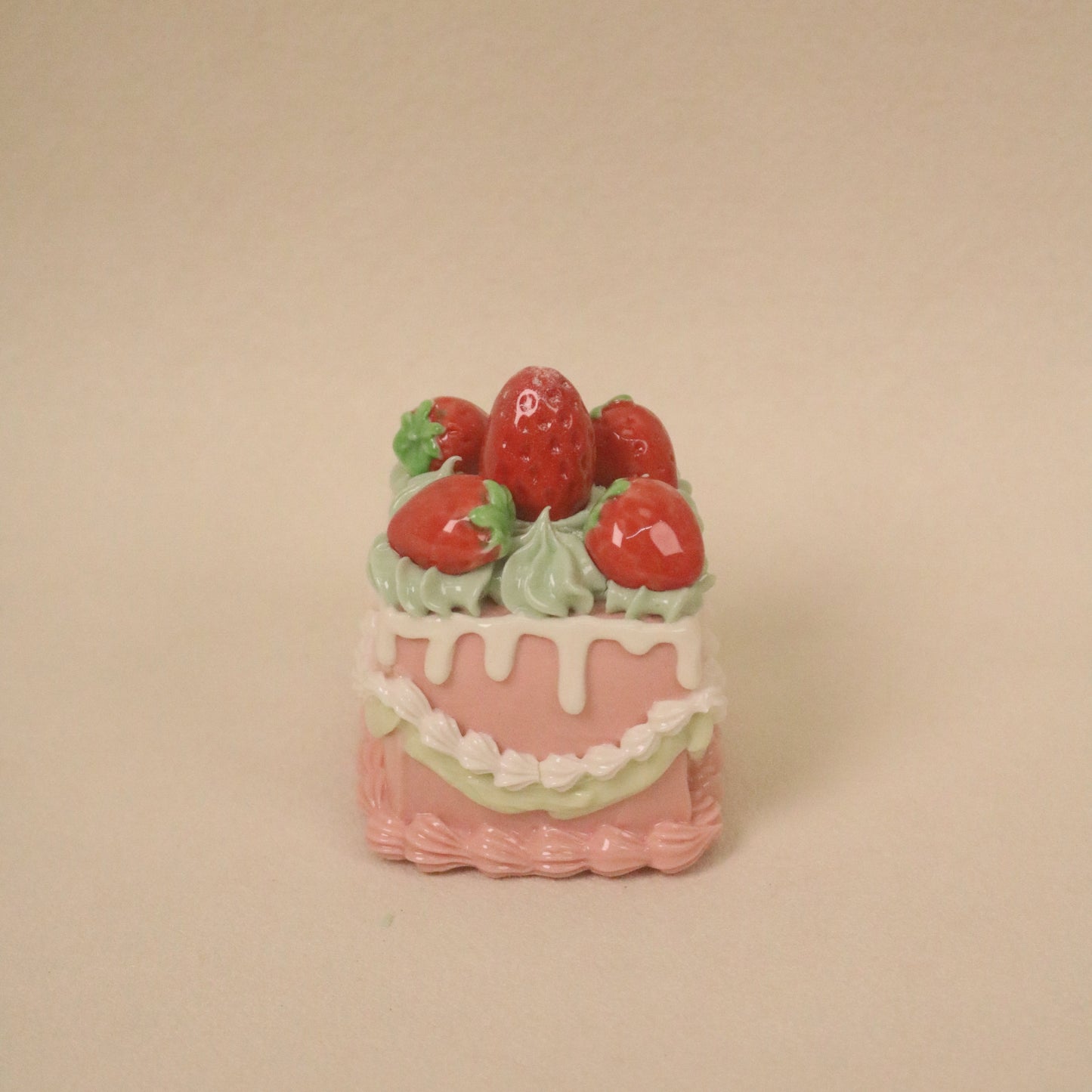 Handmade Ceramic Cake Topper, Square Fruit Cream Dessert Decor
