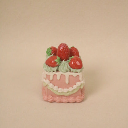 Handmade Ceramic Cake Topper, Square Fruit Cream Dessert Decor