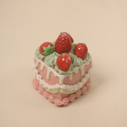 Handmade Ceramic Cake Topper, Square Fruit Cream Dessert Decor