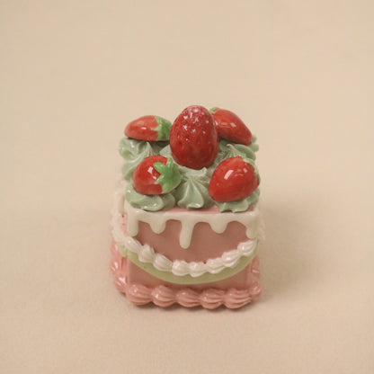 Handmade Ceramic Cake Topper, Square Fruit Cream Dessert Decor
