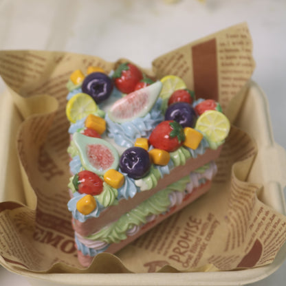 Handmade Ceramic "Cloud Nine" Cake Slice, Fig & Berry Pastel Dream, Whimsical Tabletop Art (CLAYYING)