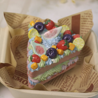 Handmade Ceramic "Cloud Nine" Cake Slice, Fig & Berry Pastel Dream, Whimsical Tabletop Art (CLAYYING)