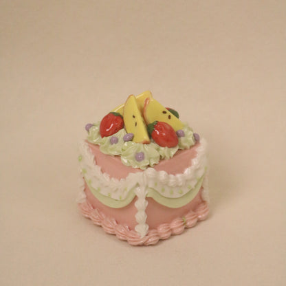 Handmade Ceramic Dessert Art, Square Fruit Cake Display Piece