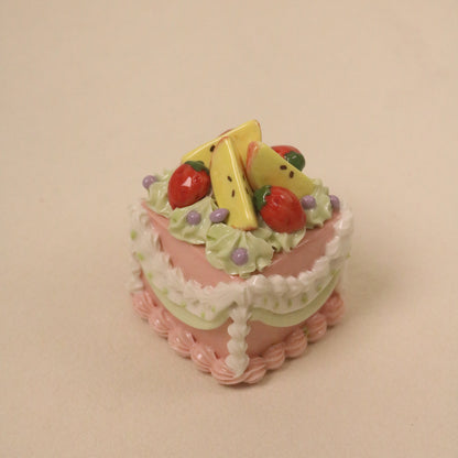 Handmade Ceramic Dessert Art, Square Fruit Cake Display Piece