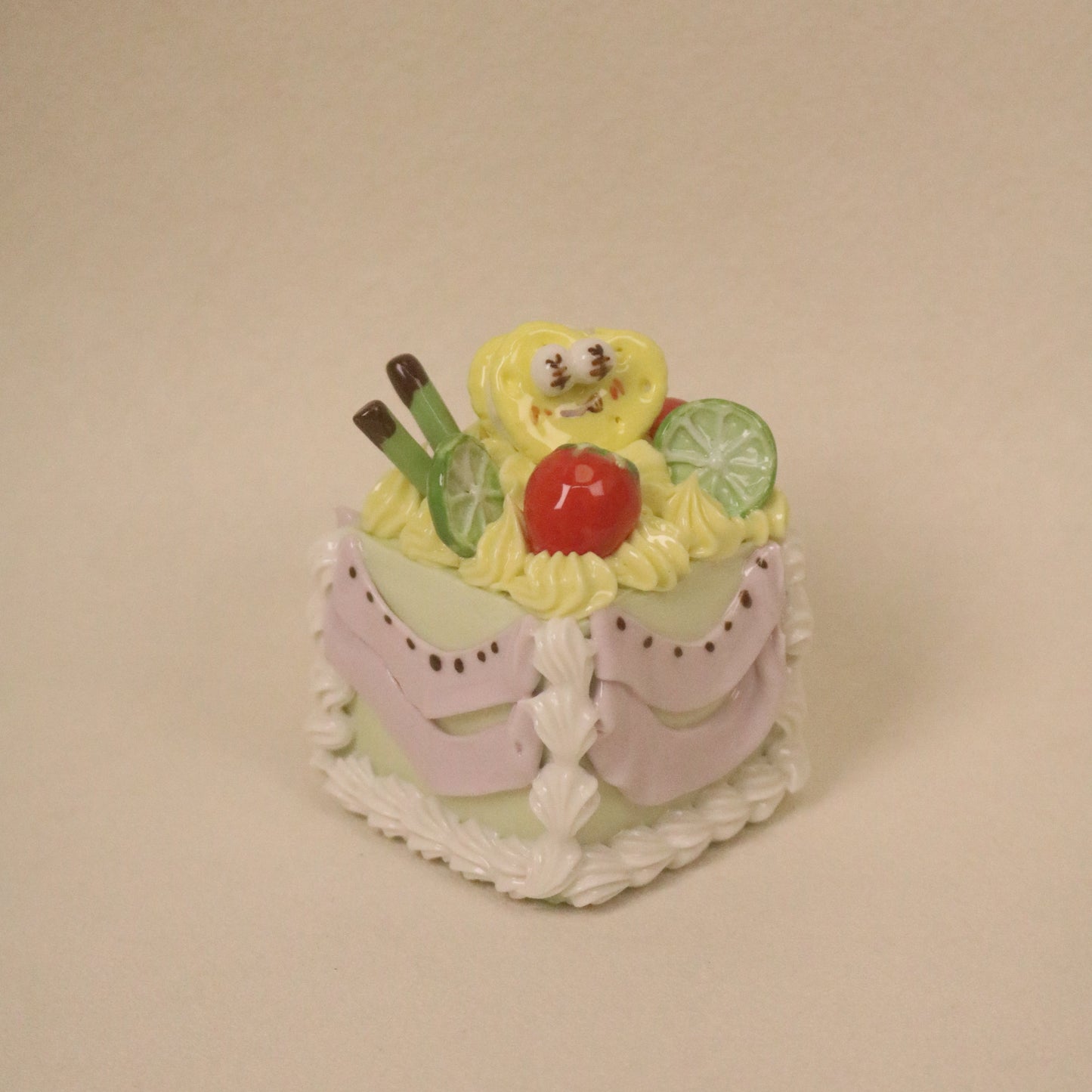 Handmade Ceramic Dessert Ornament – Square Cake Gift Decor