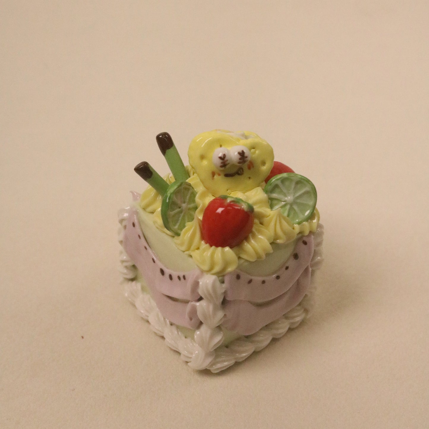 Handmade Ceramic Dessert Ornament – Square Cake Gift Decor