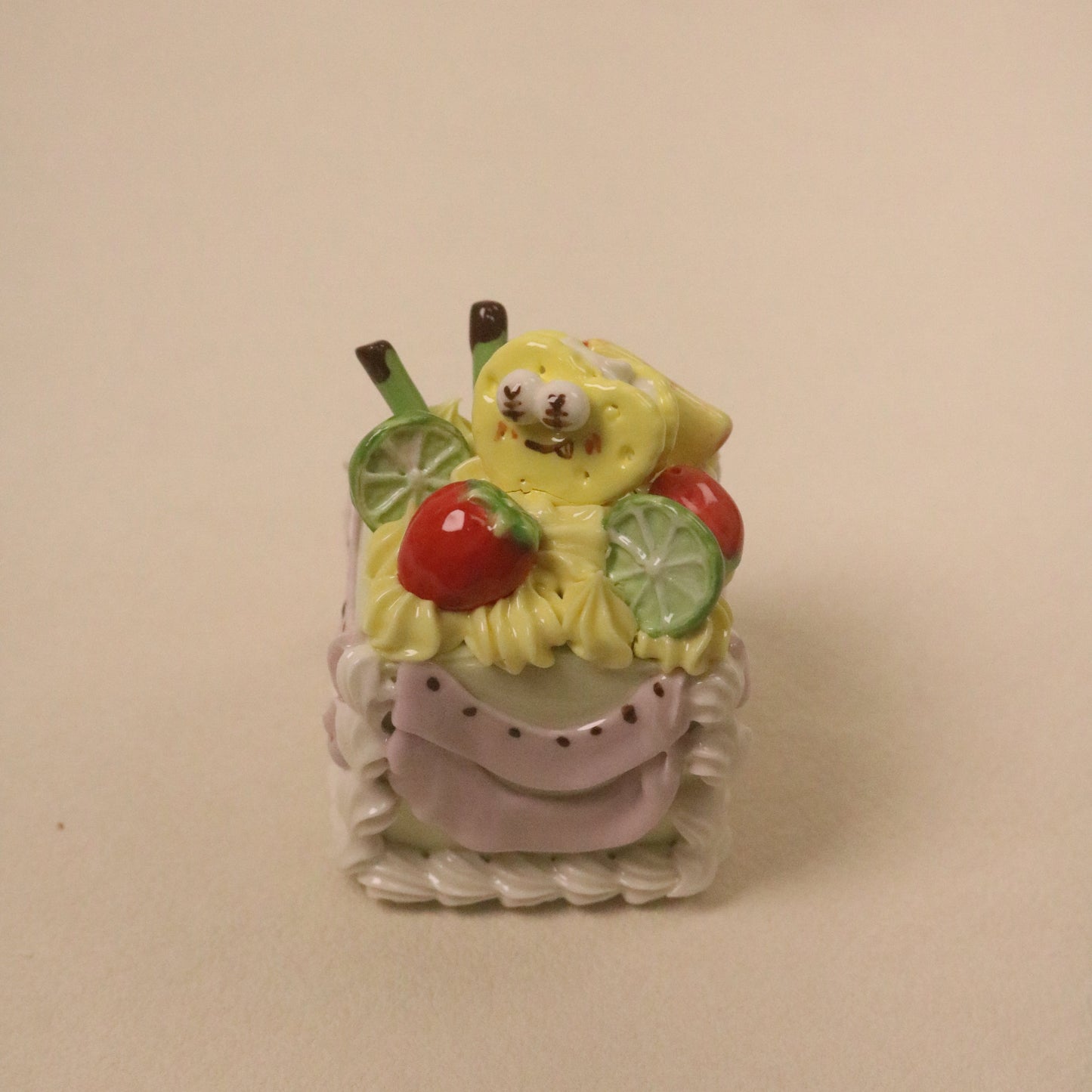 Handmade Ceramic Dessert Ornament – Square Cake Gift Decor