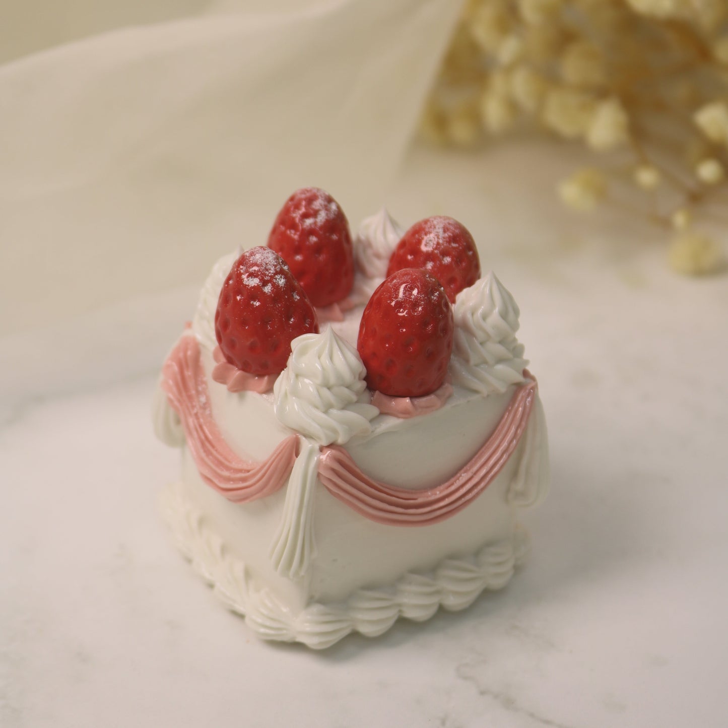 Handmade Ceramic "First Blush" Cake, Soft Pink & Mint Vintage Celebration, Whimsical Keepsake Figurine (CLAYYING)