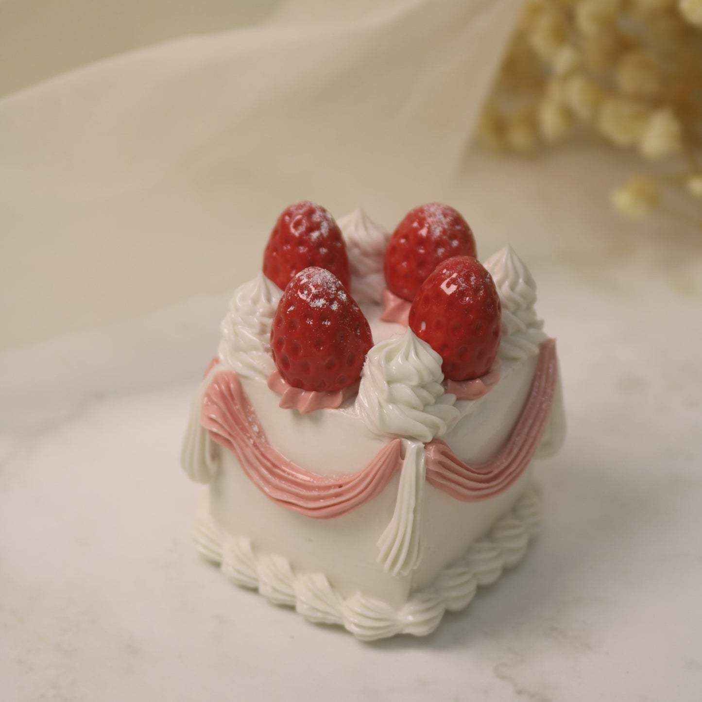Handmade Ceramic "First Blush" Cake, Soft Pink & Mint Vintage Celebration, Whimsical Keepsake Figurine (CLAYYING)