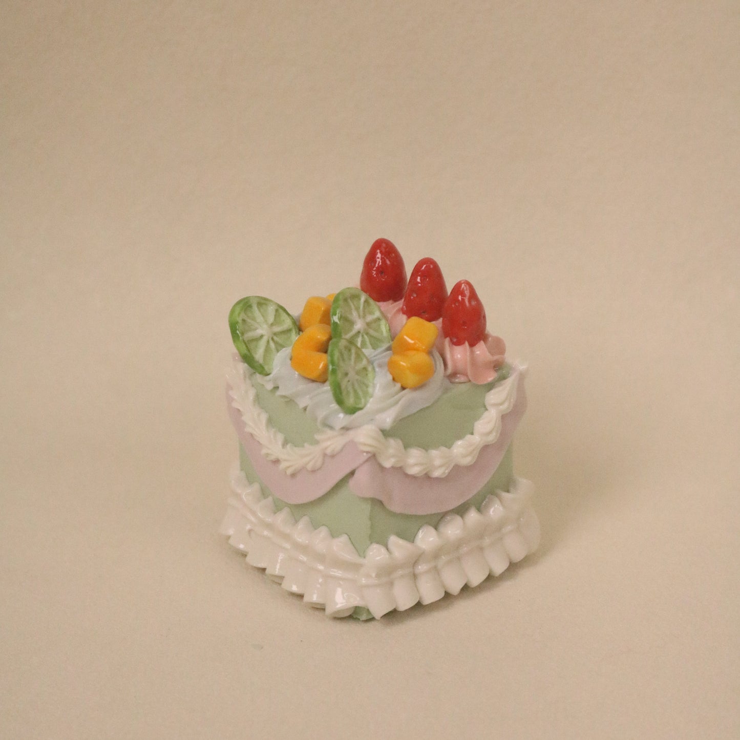 Handmade Ceramic Lemon Mango Strawberry Square Fruit Cream Dessert Decor