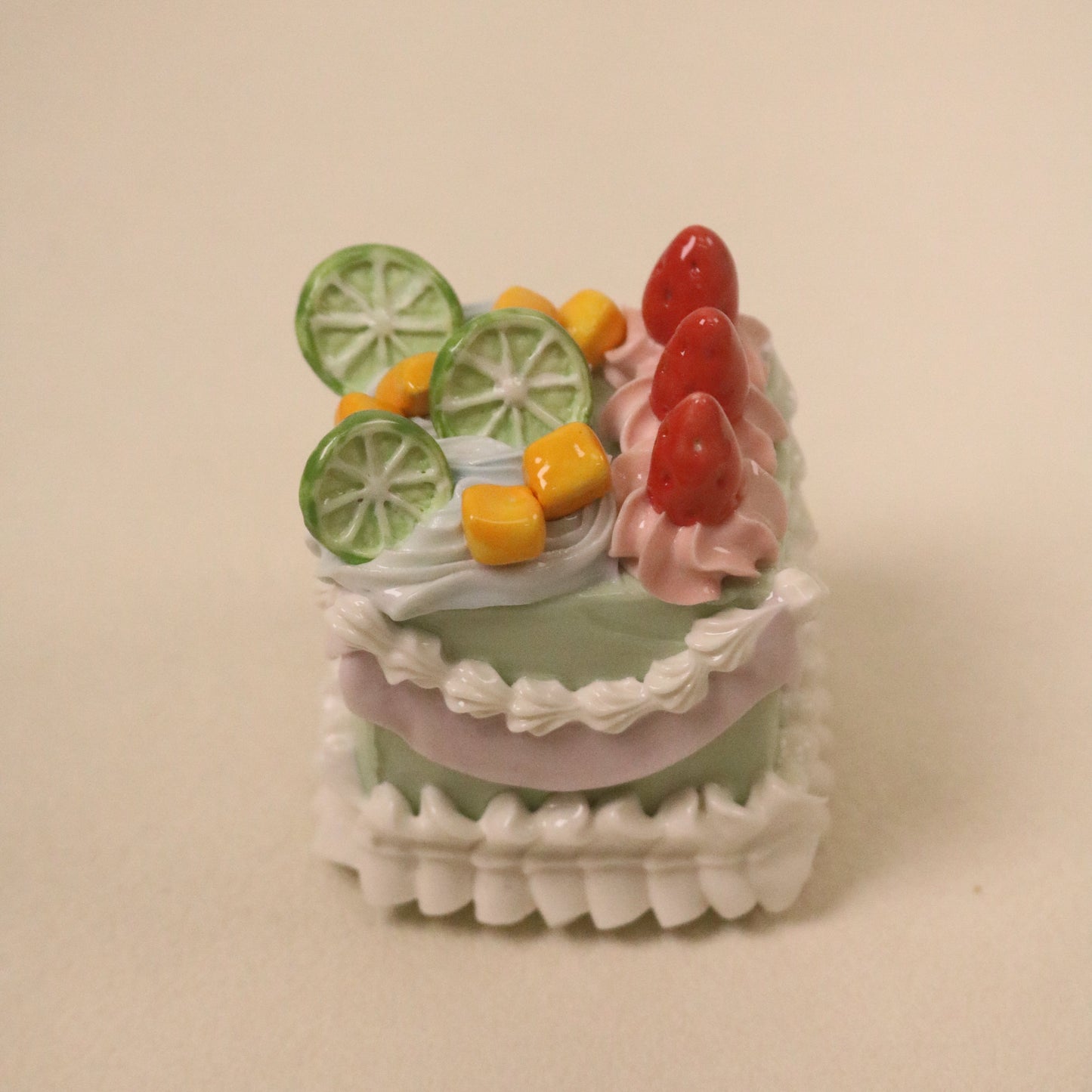 Handmade Ceramic Lemon Mango Strawberry Square Fruit Cream Dessert Decor