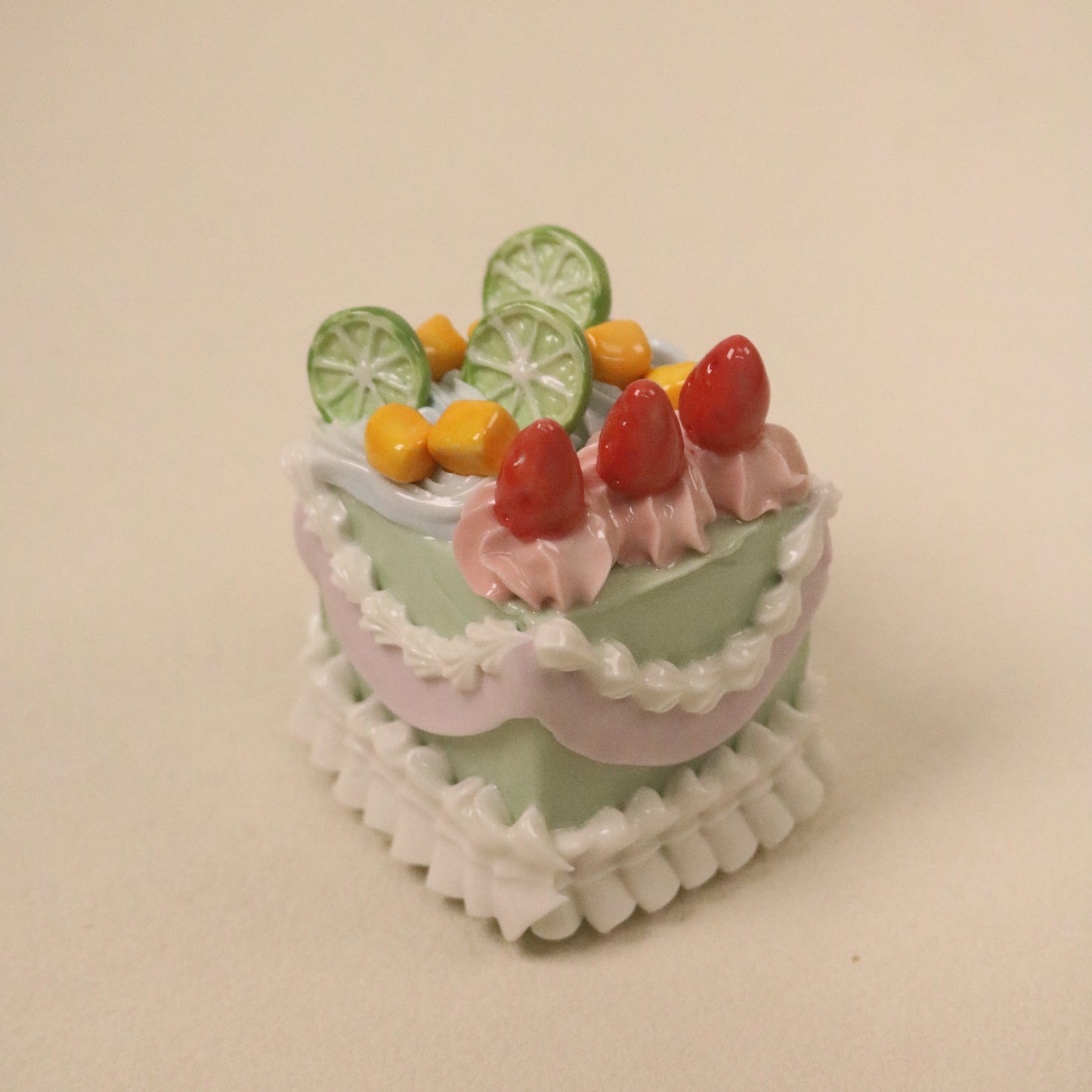 Handmade Ceramic Lemon Mango Strawberry Square Fruit Cream Dessert Decor