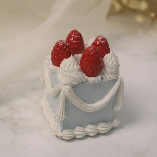 Handmade Ceramic Misty Blue Cake Figurine,Unique Birthday Art Gift, Keepsake Cake Topper (CLAYYING)