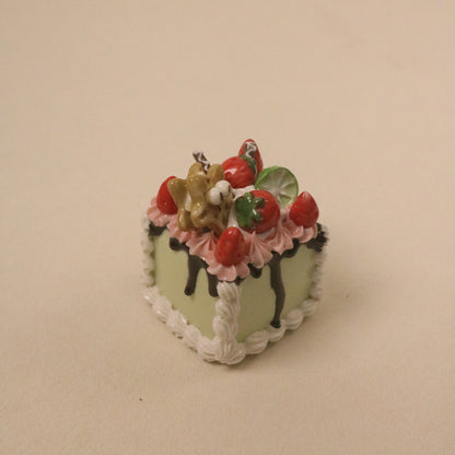 Handmade Ceramic Pistachio-flavored Cookie Decoration Strawberry Square Fruit Cream Dessert Decoration