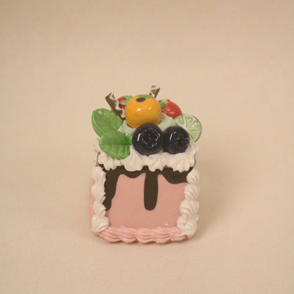 Handmade Ceramic Square Dessert Ornament, Unique Cake Decor Gift