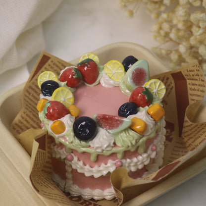 Handmade Ceramic Strawberry Fruit Round Cake Decoration