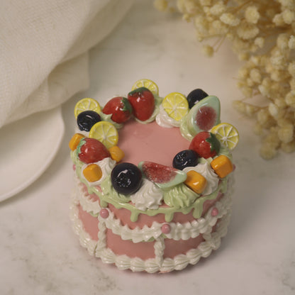 Handmade Ceramic Strawberry Fruit Round Cake Decoration
