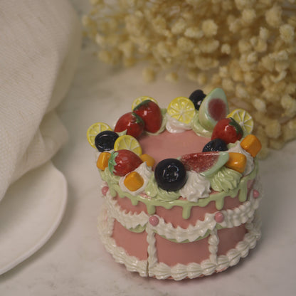 Handmade Ceramic Strawberry Fruit Round Cake Decoration