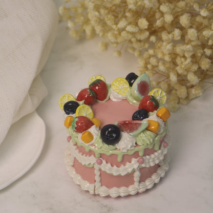 Handmade Ceramic Strawberry Fruit Round Cake Decoration