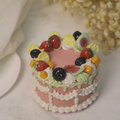 Handmade Ceramic Strawberry Fruit Round Cake Decoration