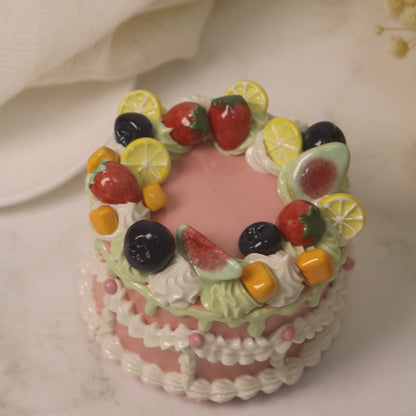Handmade Ceramic Strawberry Fruit Round Cake Decoration