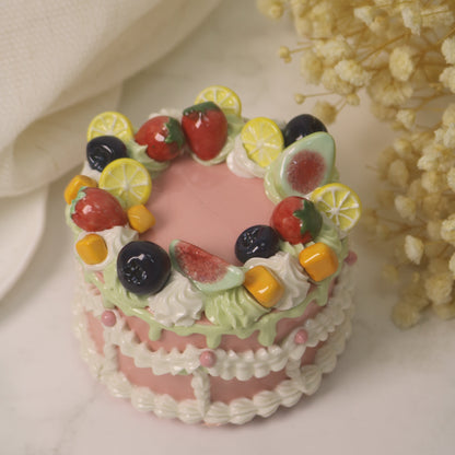 Handmade Ceramic Strawberry Fruit Round Cake Decoration