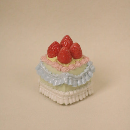 Handmade Ceramic Strawberry Square Fruit Dessert Decoration
