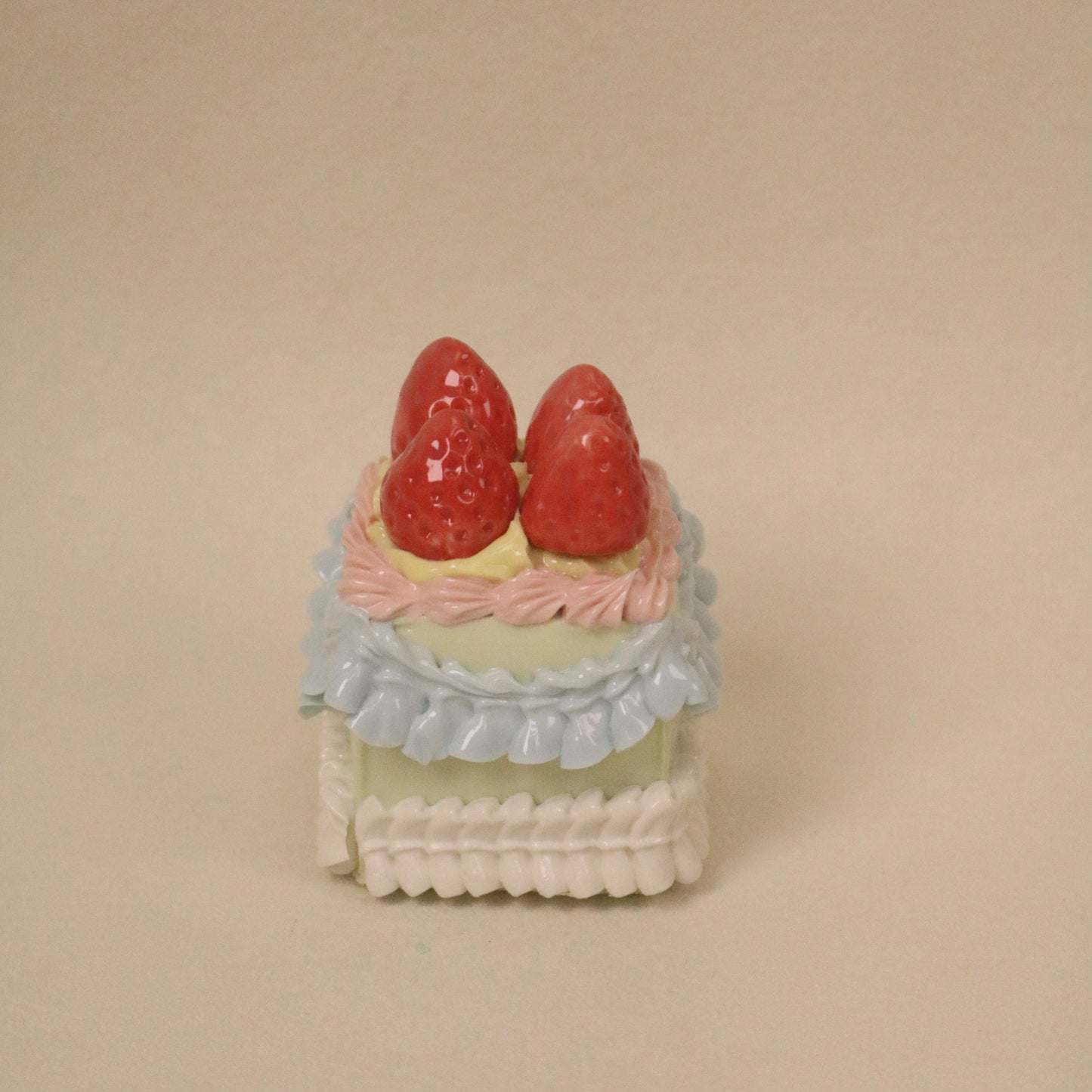 Handmade Ceramic Strawberry Square Fruit Dessert Decoration
