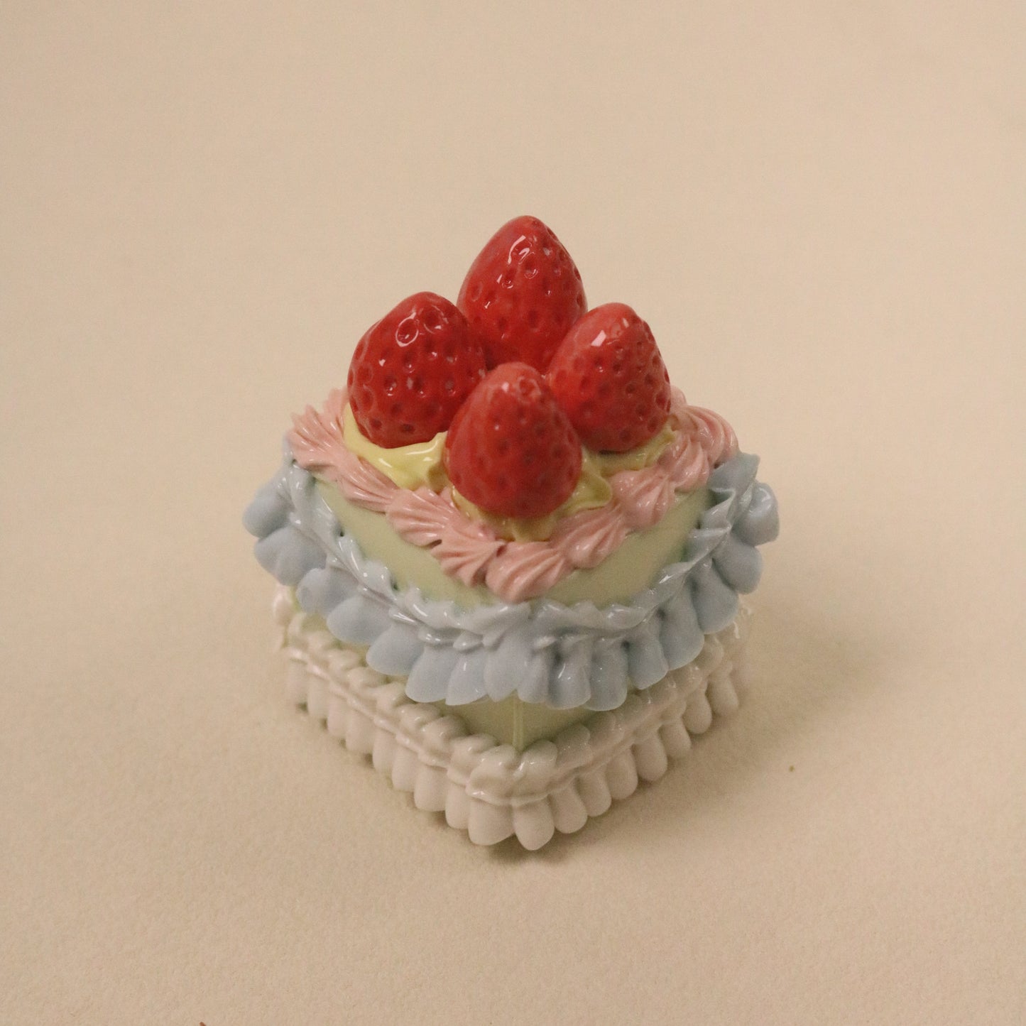 Handmade Ceramic Strawberry Square Fruit Dessert Decoration