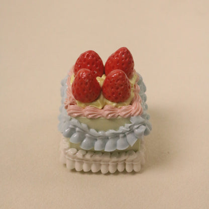 Handmade Ceramic Strawberry Square Fruit Dessert Decoration