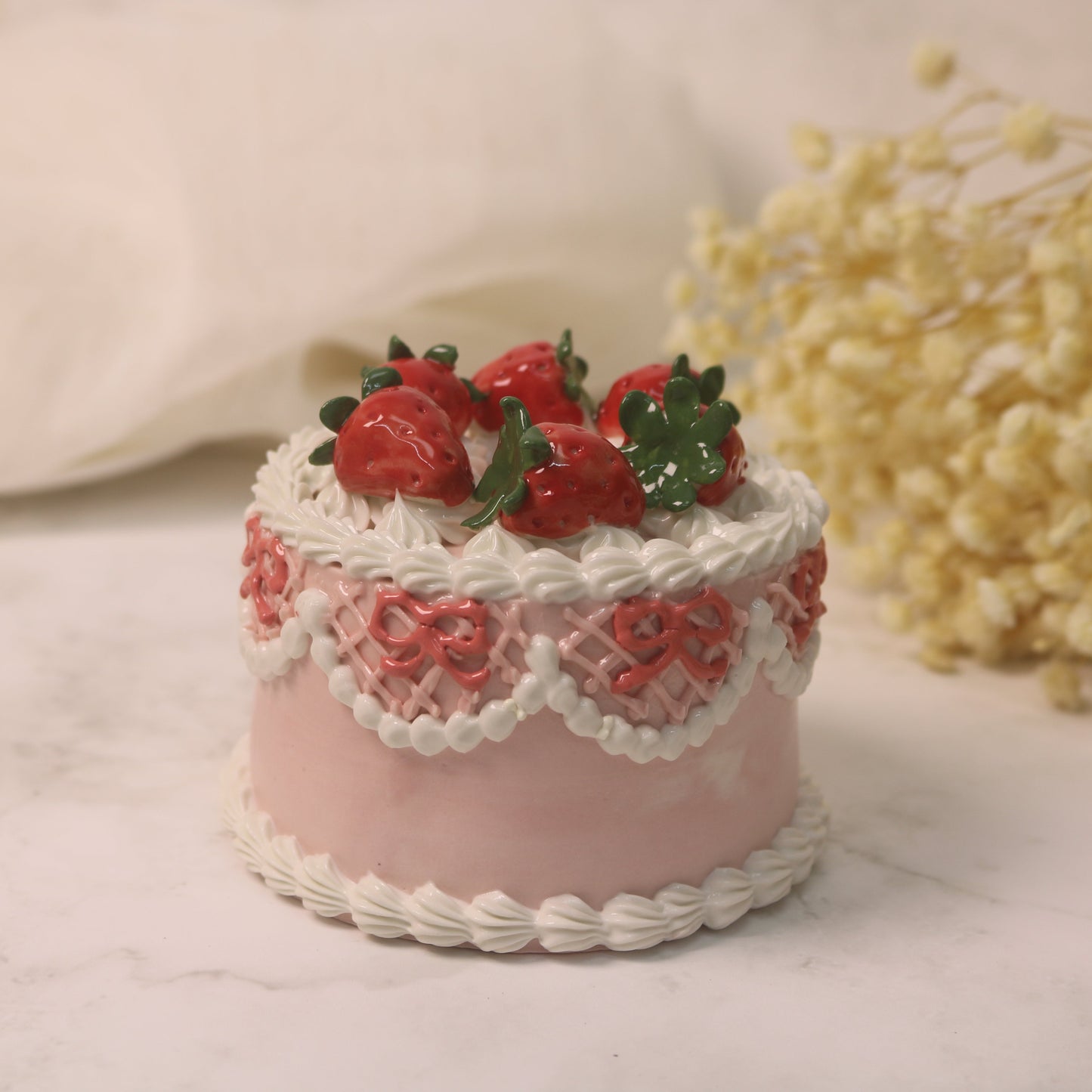 Handmade Ceramics Crafts Strawberry Cake Decor Gift Idea