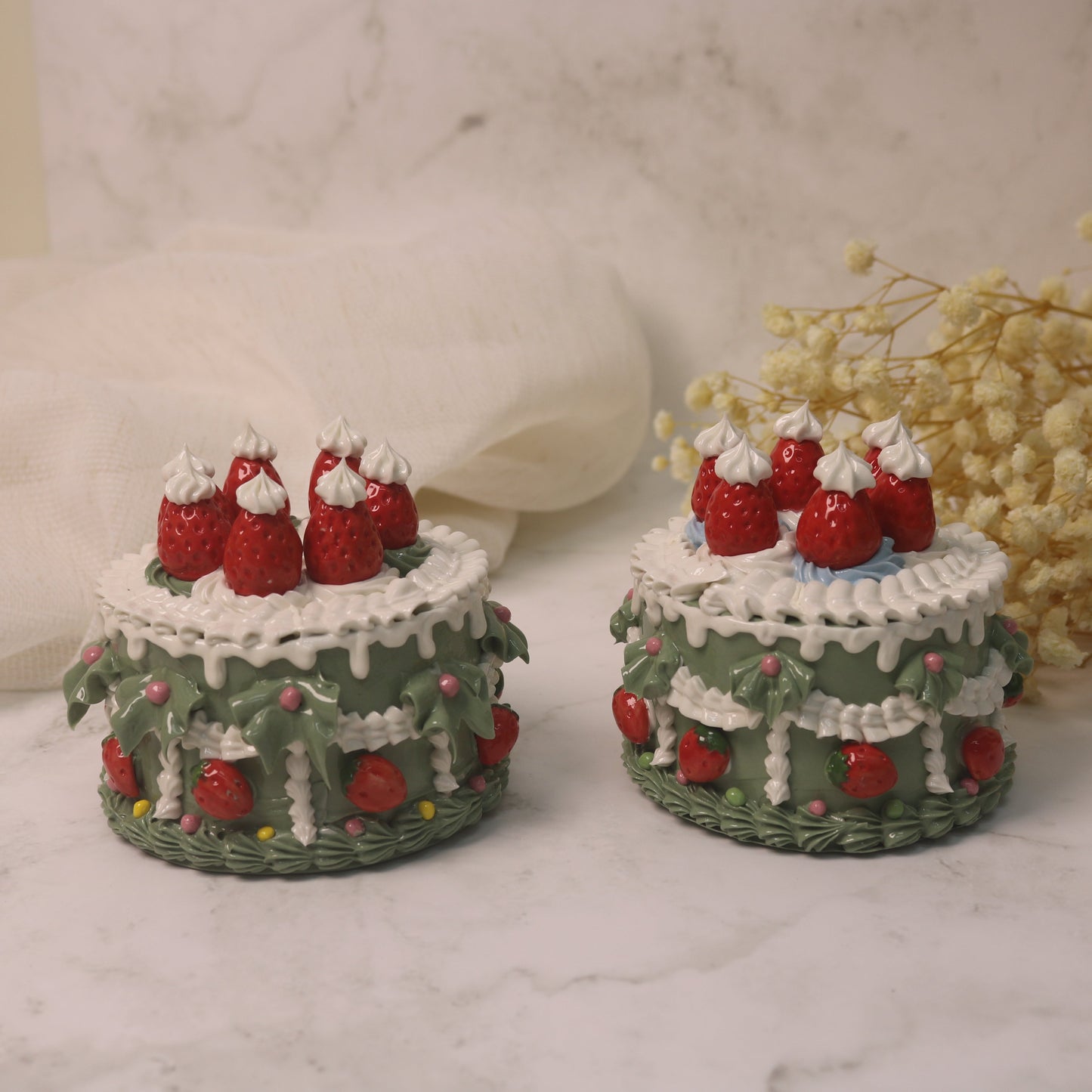 Handmade Christmas-themed Ceramic Cake