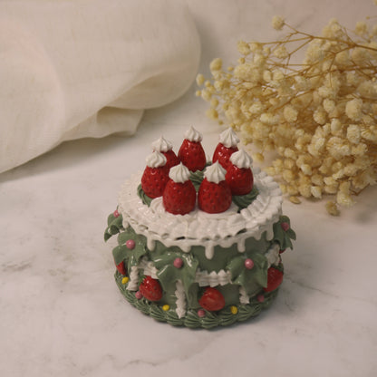 Handmade Christmas-themed Ceramic Cake
