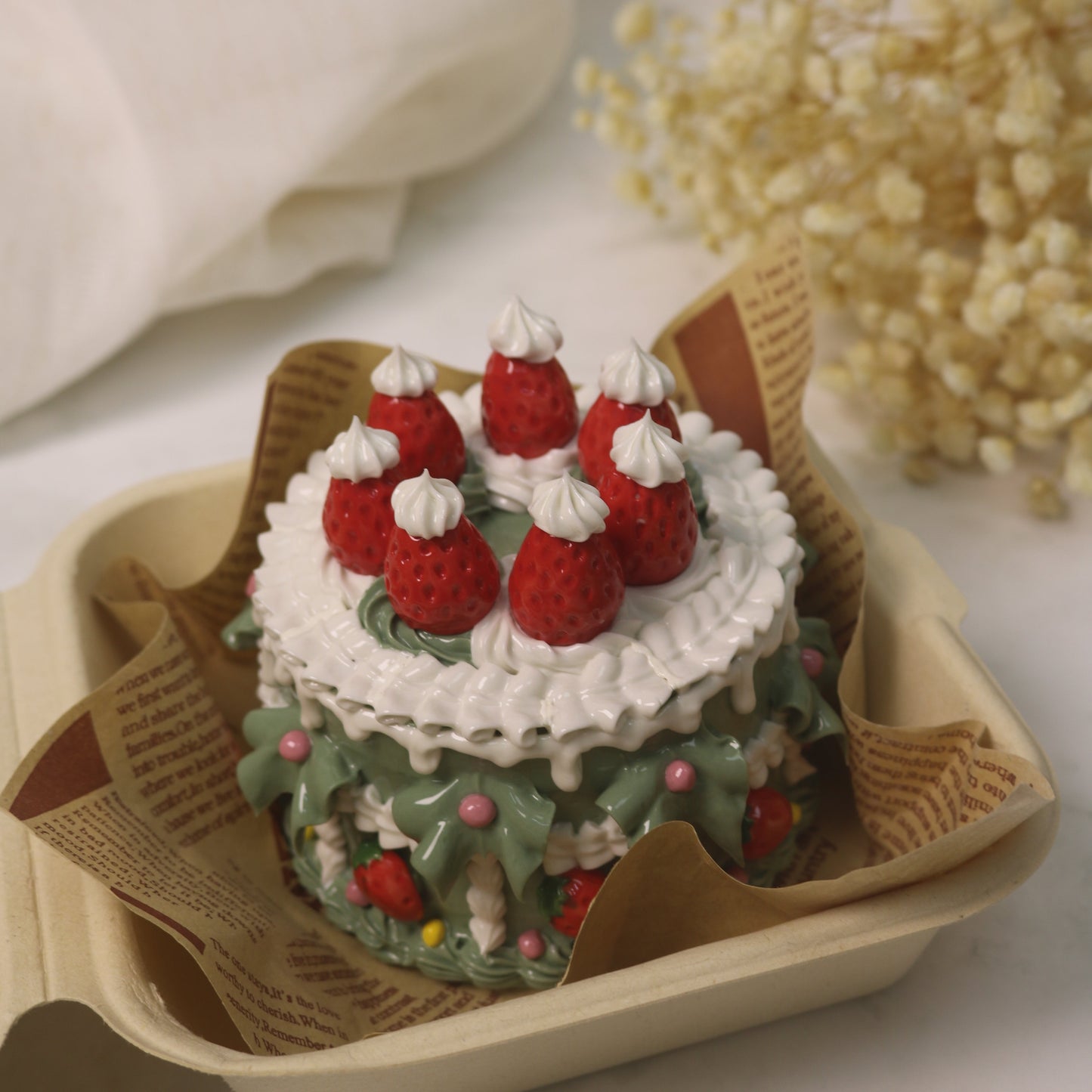 Handmade Christmas-themed Ceramic Cake
