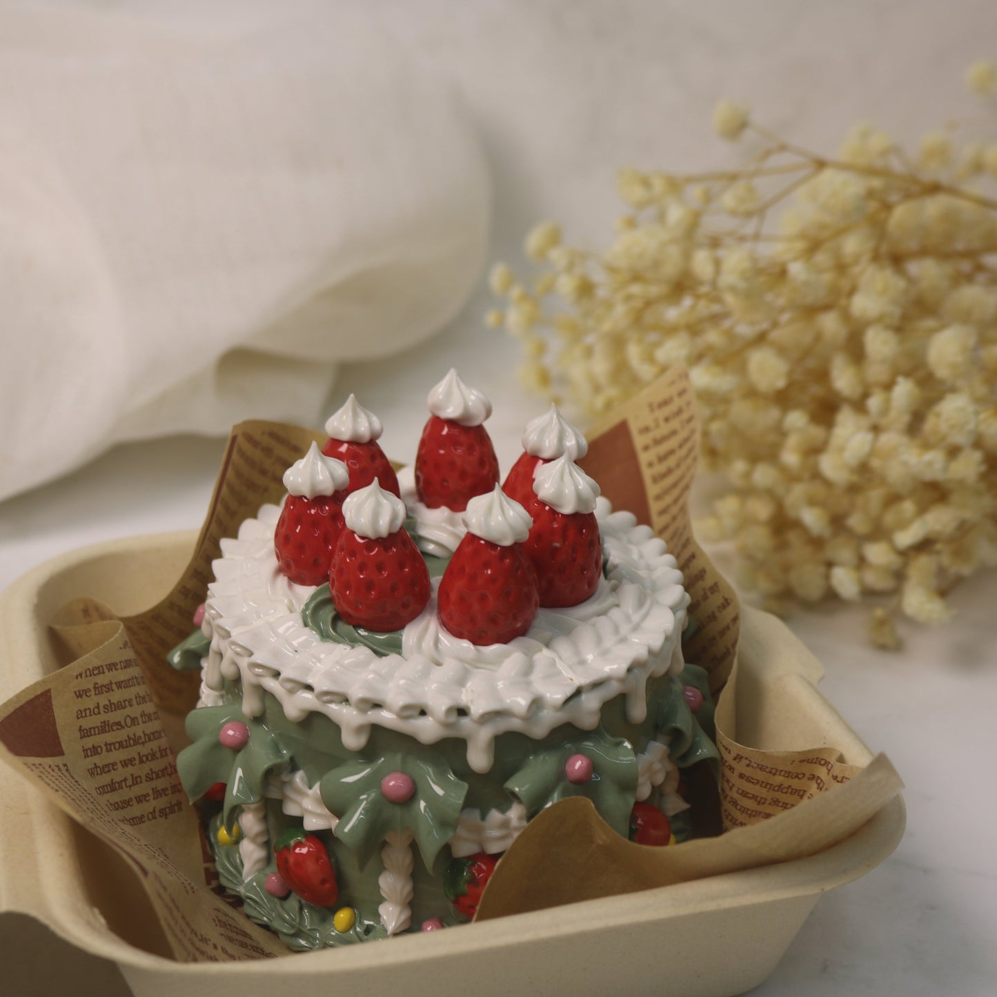 Handmade Christmas-themed Ceramic Cake
