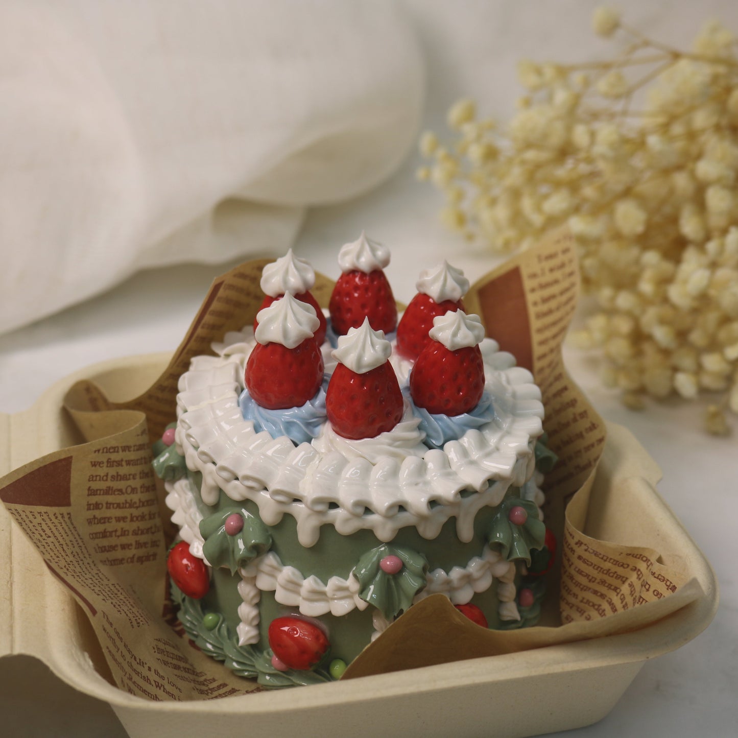 Handmade Christmas-themed Ceramic Cake