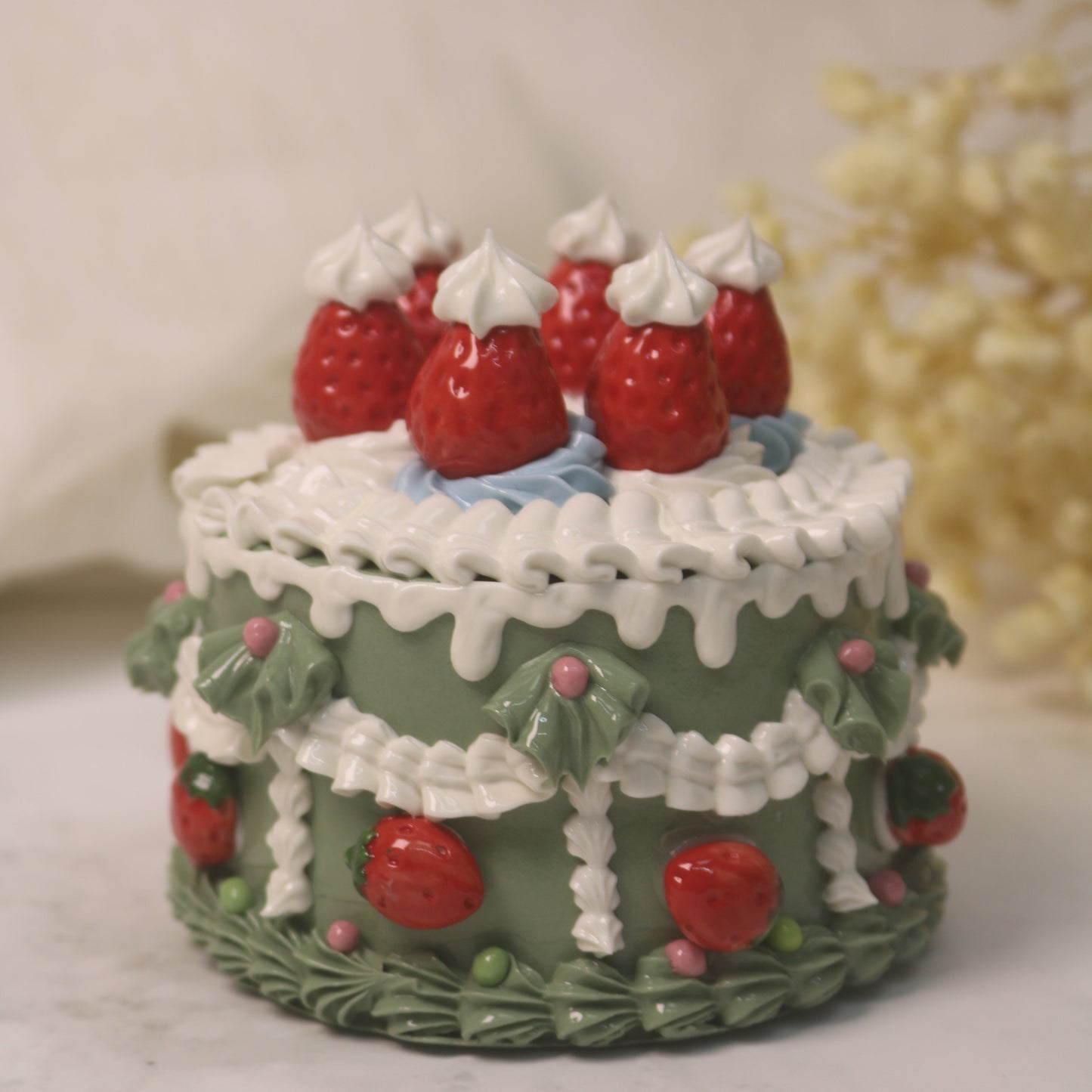 Handmade Christmas-themed Ceramic Cake