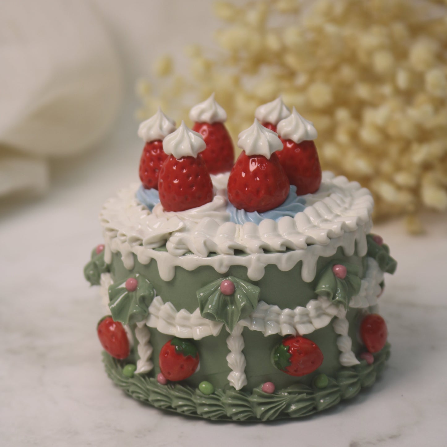 Handmade Christmas-themed Ceramic Cake