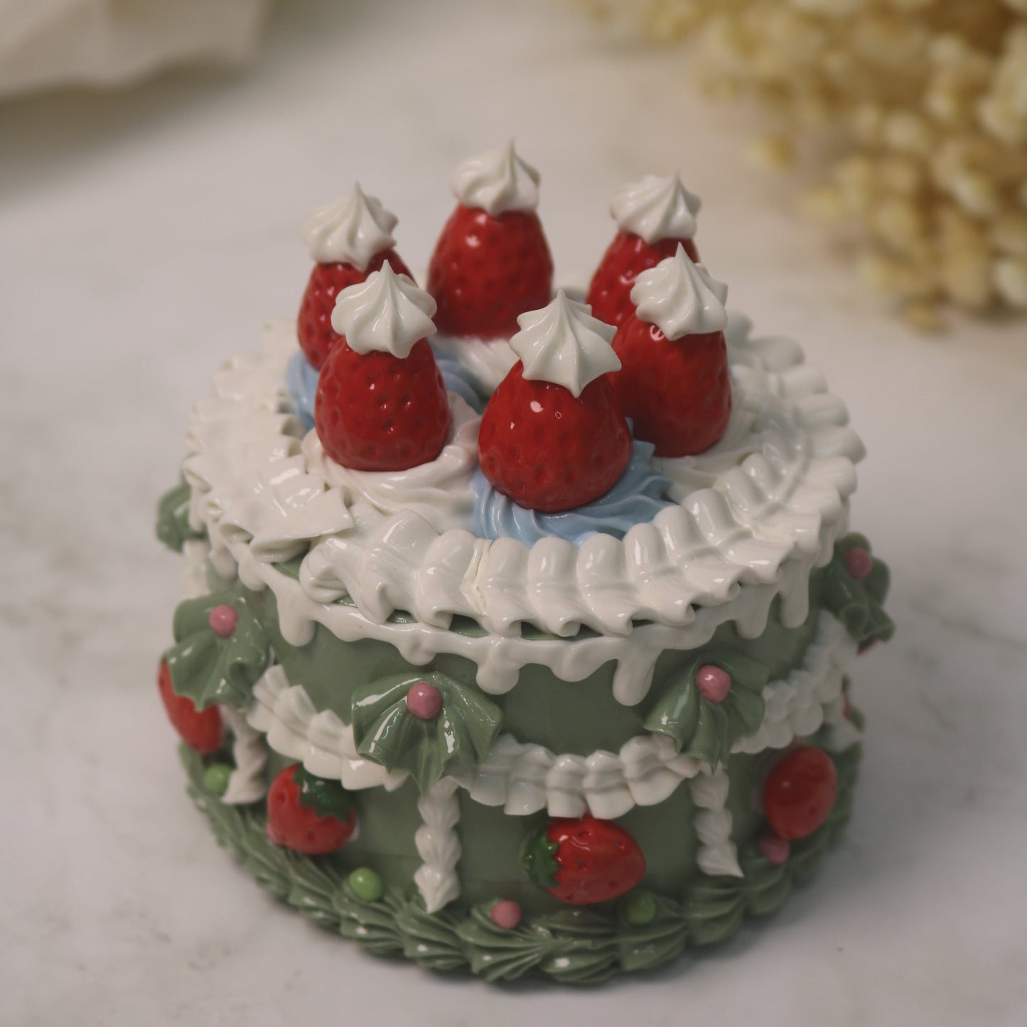 Handmade Christmas-themed Ceramic Cake