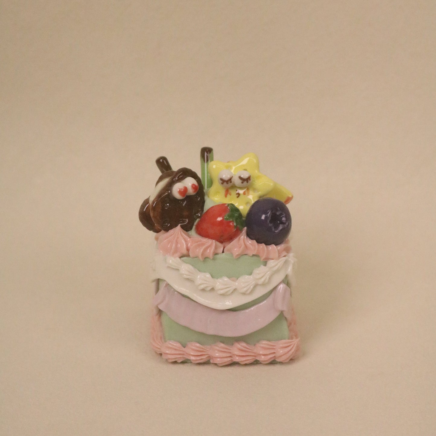 Handmade Cute Dessert Decor Fake Cake Decor Ceramic Fruit Cookie Cake Topper