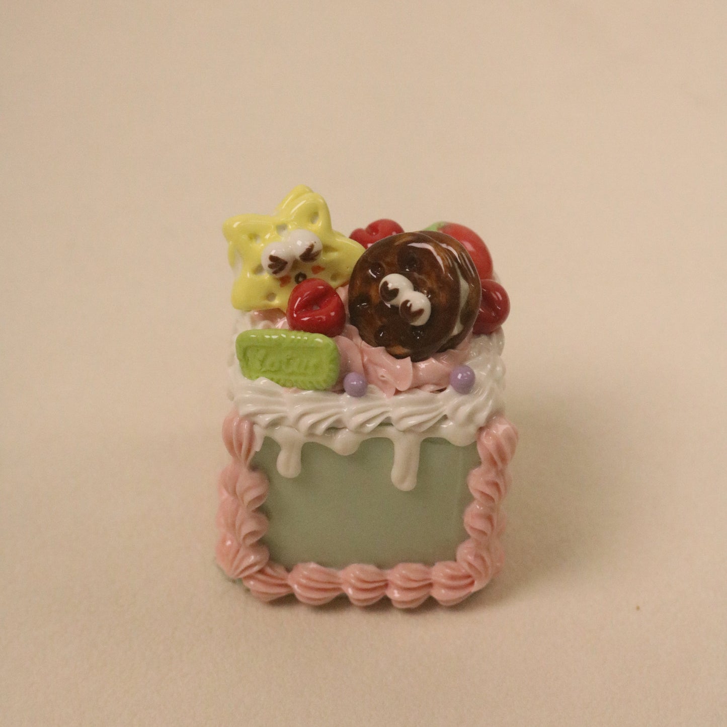 Handmade Cute Dessert Decor Fake Cake Decor Ceramic Cookie Cake Topper