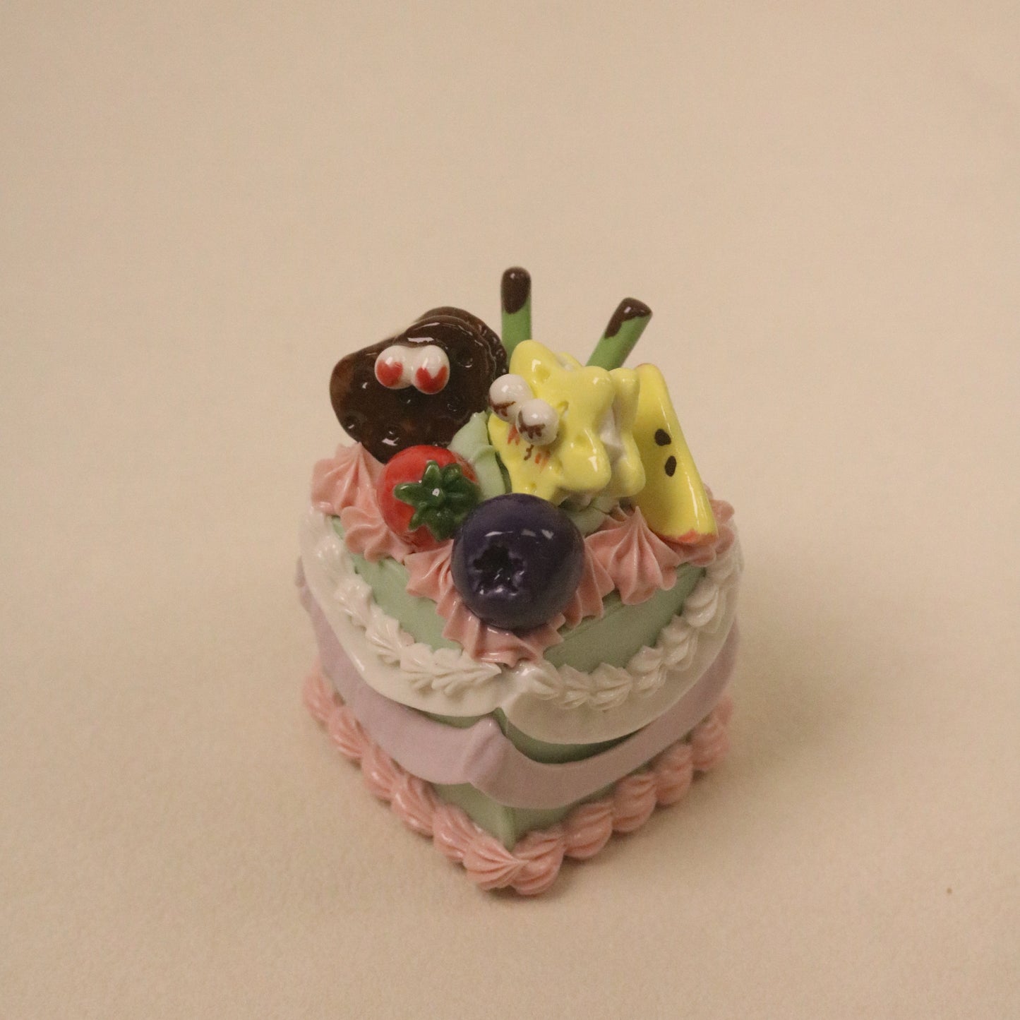 Handmade Cute Dessert Decor Fake Cake Decor Ceramic Fruit Cookie Cake Topper