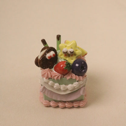 Handmade Cute Dessert Decor Fake Cake Decor Ceramic Fruit Cookie Cake Topper