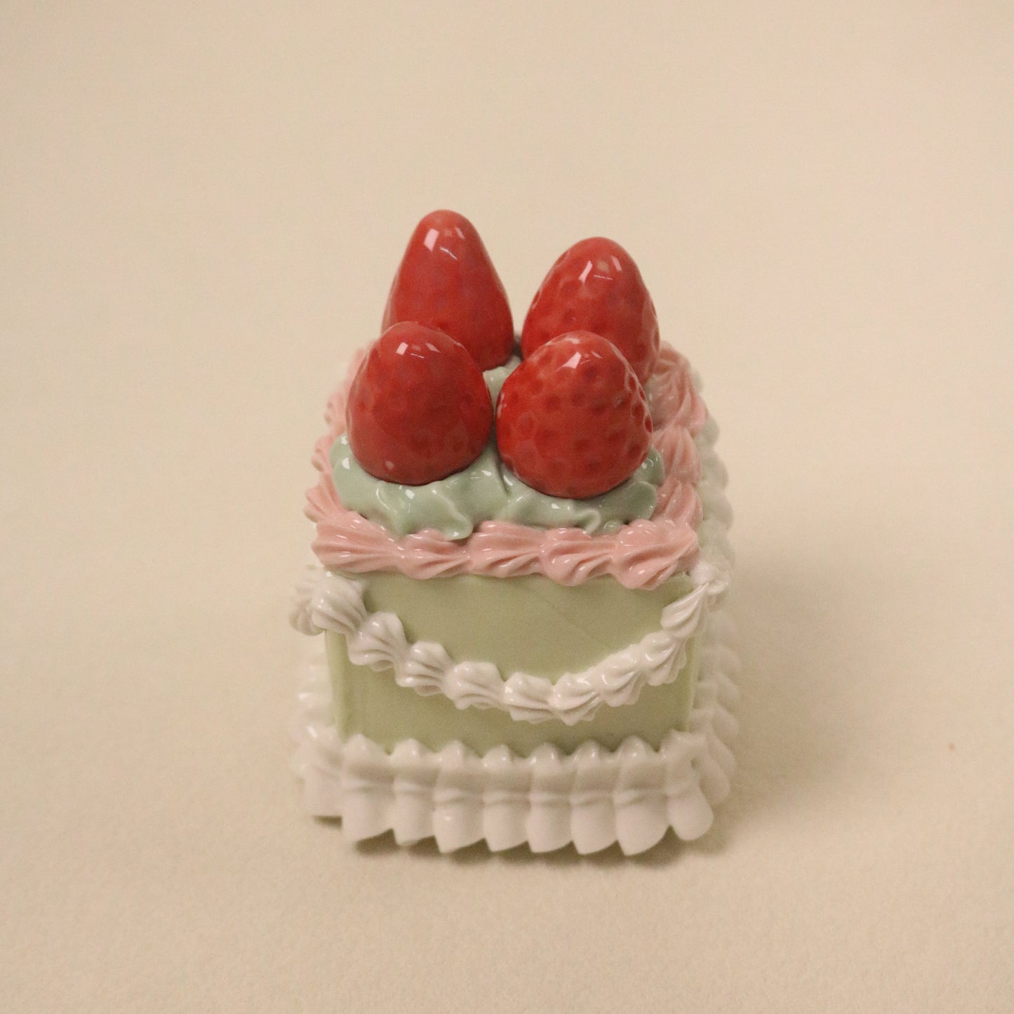 Handmade Cute Dessert Decor Fake Cake Decor Ceramic Strawberry Cake Topper