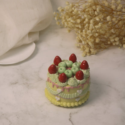 Handmade Decorated Lemon Vanilla Strawberry Ceramic Cake