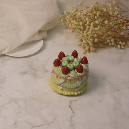 Handmade Decorated Lemon Vanilla Strawberry Ceramic Cake